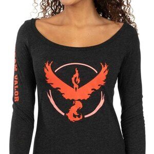 RARE Pokémon GO Team Valor Fitted Scoop Neck Long-Sleeve T-Shirt - Women NWT